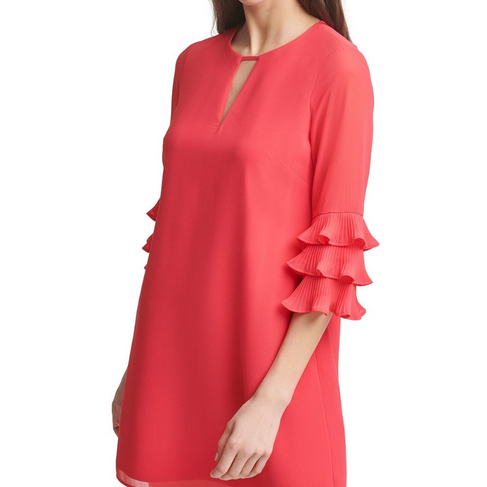 Vince Camuto Coral Chiffon Shift Dress size6&4 - Picture 4 of 15